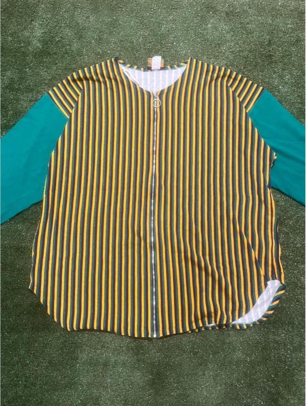 Vintage 90s Extreme Control Striped Full Zip Shirt – Size Large